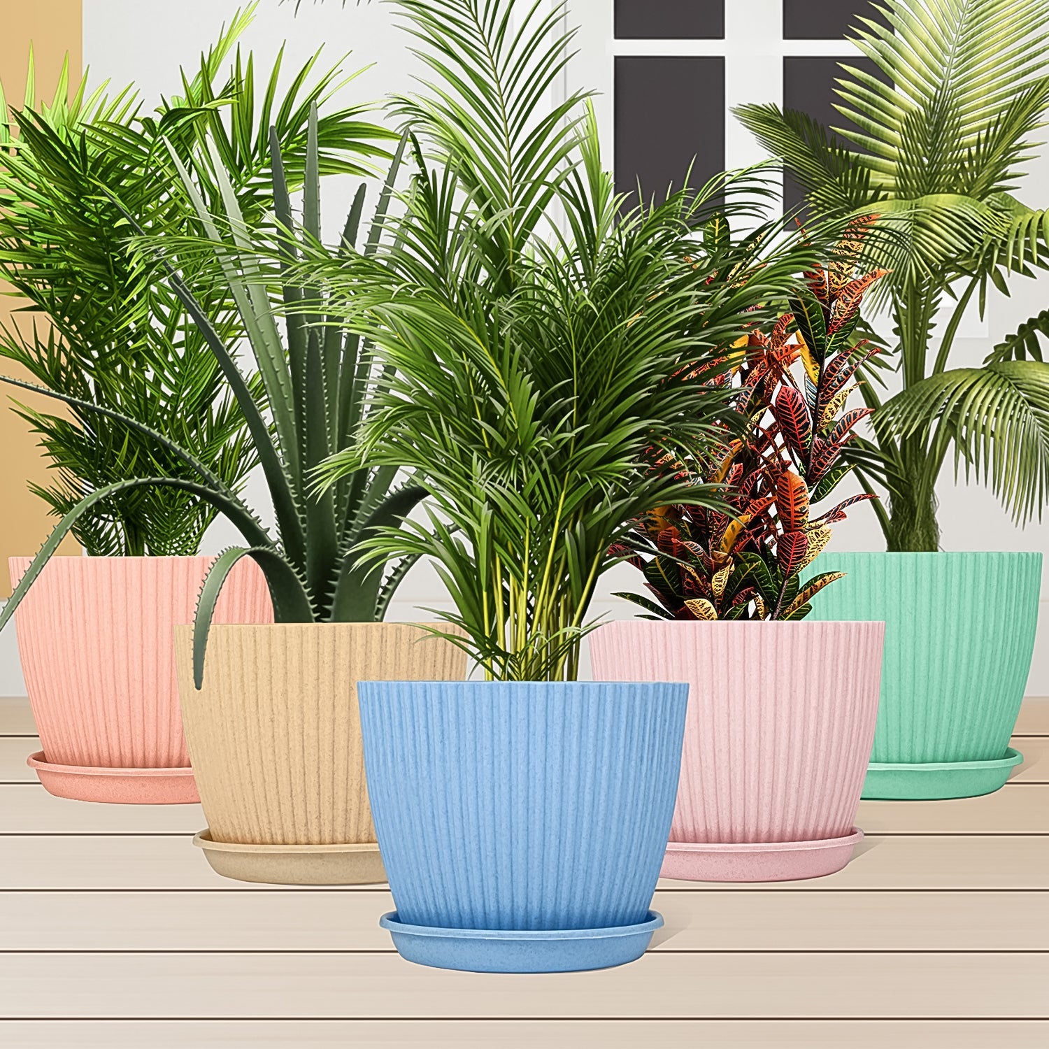 Round Flower Pot with Bottom Tray Round Flower Pot with Bottom Tray